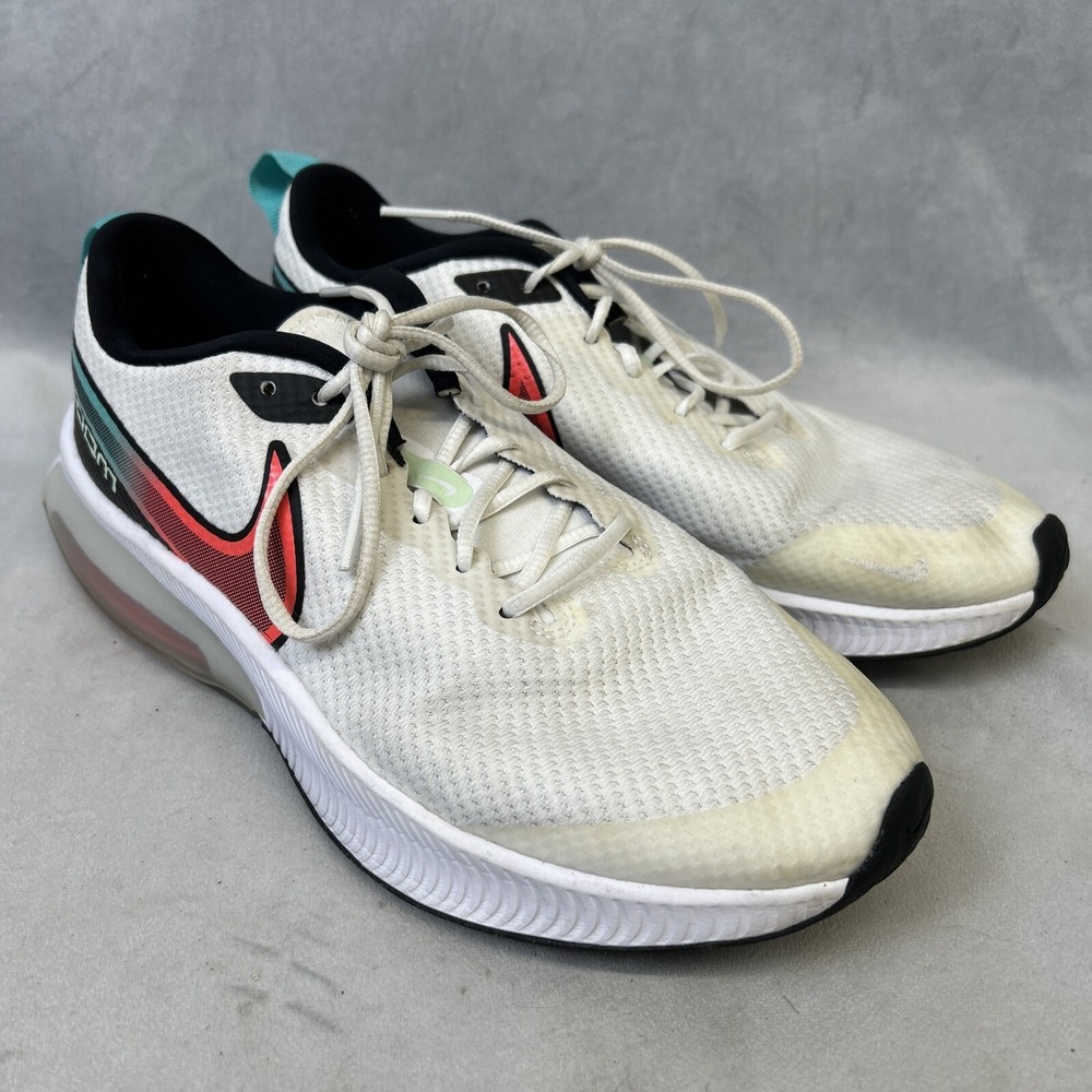 Nike Air Zoom Shoes Youth 7 Womens 8.5 DA1242-101 White Neon Swoop Logo Running‎